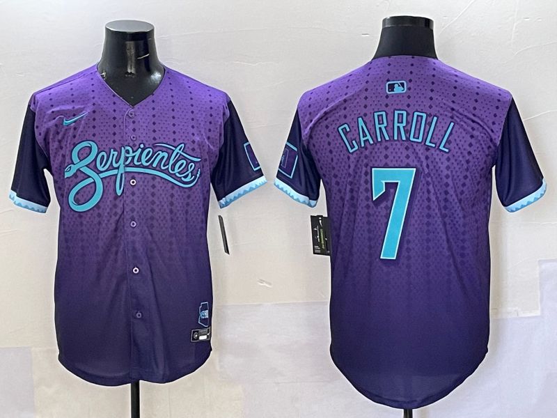 Men Arizona Diamondback #7 Carroll Purple Joint Name 2025 Nike MLB Jersey style 1->arizona diamondback->MLB Jersey